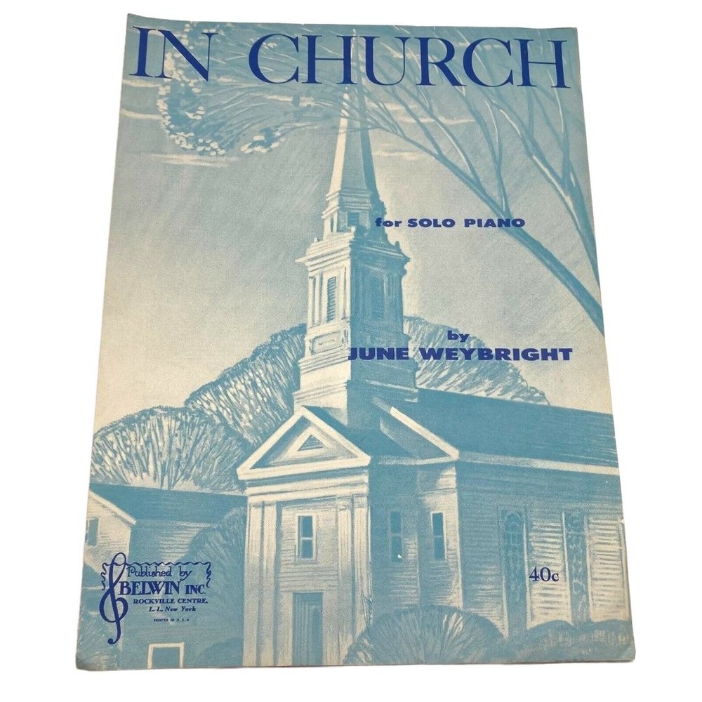 In Church by June Weybright 1958 Solo Piano Sheet Music Vintage Belwin